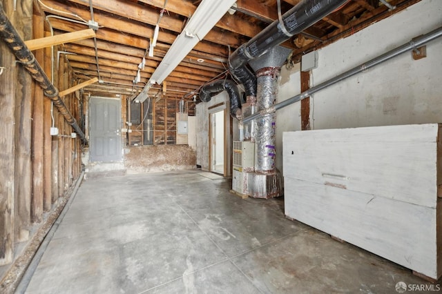 view of unfinished basement