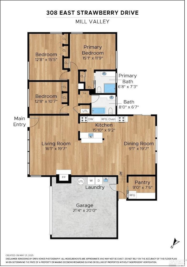 308 E Strawberry Dr, Mill Valley, CA 94941 - floor plan / room layout