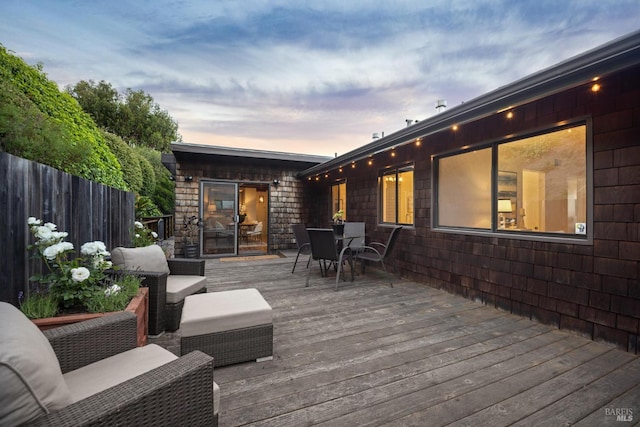 308 E Strawberry Dr, Mill Valley, CA 94941 - deck with outdoor dining space and an outdoor hangout area