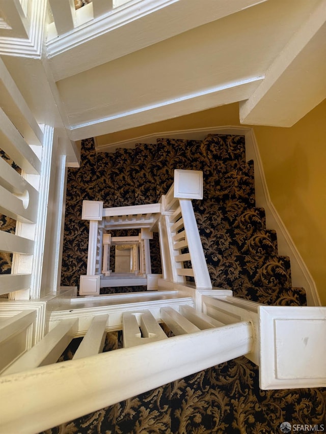 2299 Sacramento St Unit 15, San Francisco, CA 94115 - stairs with wallpapered walls