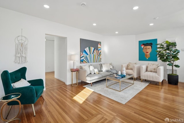 living room featuring wood-type flooring