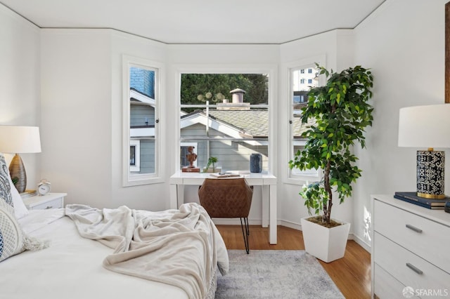 bedroom featuring light wood-type flooring