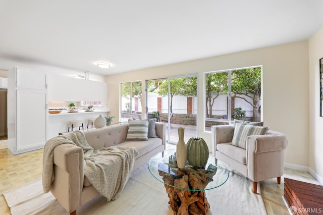 living area with baseboards