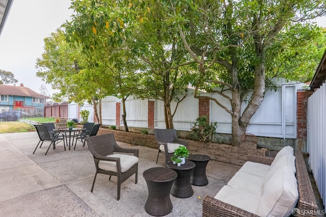 view of patio / terrace with a fenced backyard and outdoor dining space