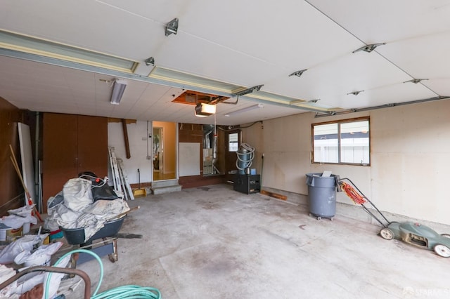 garage with a garage door opener
