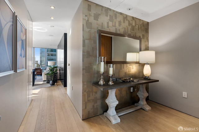 181 Fremont St Unit 55C, San Francisco, CA 94105 - hallway featuring light wood-type flooring and recessed lighting