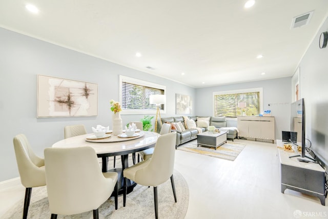 19652 Stanton Ave, Castro Valley, CA 94546 - dining space featuring recessed lighting and ornamental molding