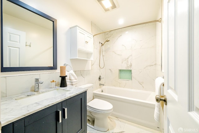 19652 Stanton Ave, Castro Valley, CA 94546 - full bath with vanity,  shower combination, and marble look tiles