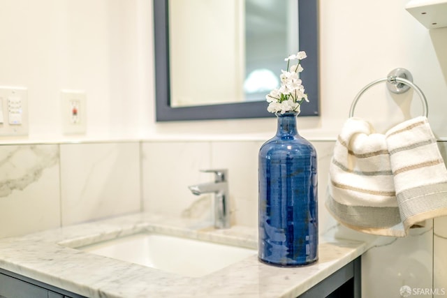 19652 Stanton Ave, Castro Valley, CA 94546 - bathroom view of vanity and a wainscoted wall
