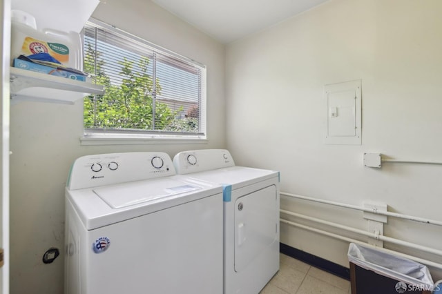 134 Albatross Ct, San Francisco, CA 94124 - laundry room with washing machine and dryer, electric panel, and light tile patterned flooring