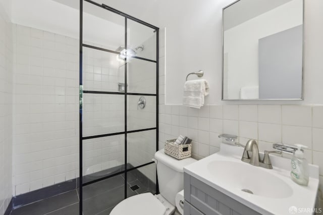134 Albatross Ct, San Francisco, CA 94124 - full bath featuring a walk in shower, tile walls, toilet, and vanity