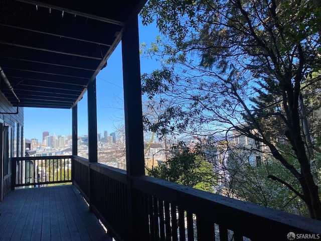 deck featuring a city view