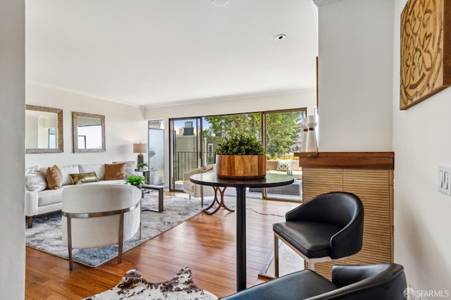 2171 Sacramento St Unit 4, San Francisco, CA 94109 - living area featuring ornamental molding and hardwood / wood-style flooring