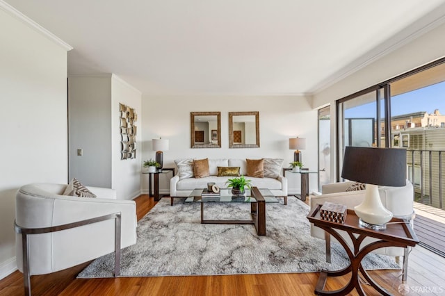 2171 Sacramento St Unit 4, San Francisco, CA 94109 - living room featuring baseboards, ornamental molding, and wood finished floors