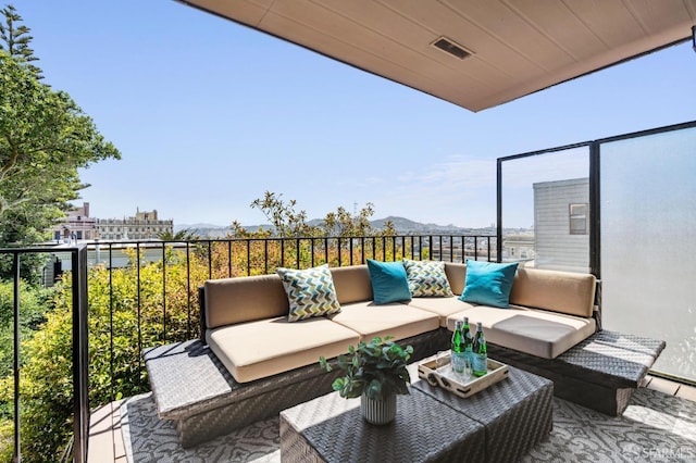 2171 Sacramento St Unit 4, San Francisco, CA 94109 - balcony with an outdoor hangout area, a mountain view, and visible vents