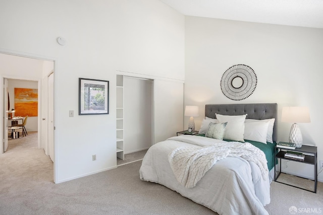 3937 Vine St, Pleasanton, CA 94566 - bedroom with carpet floors, a high ceiling, a closet, and baseboards