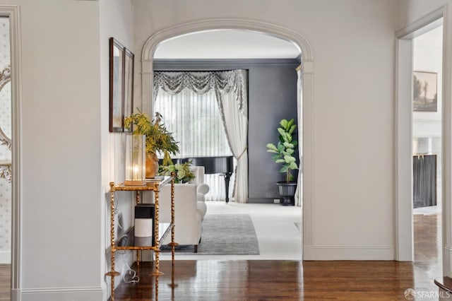 entrance foyer with wood finished floors and baseboards