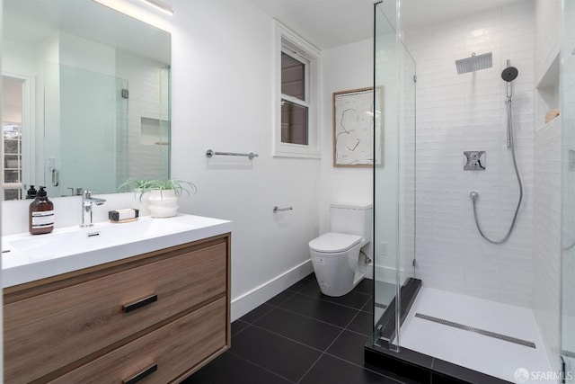 2277 33rd Ave, San Francisco, CA 94116 - bathroom featuring vanity, a stall shower, and tile patterned floors