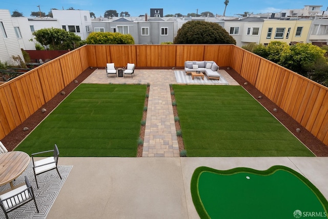 2277 33rd Ave, San Francisco, CA 94116 - fenced backyard featuring outdoor lounge area, a patio area, and a residential view