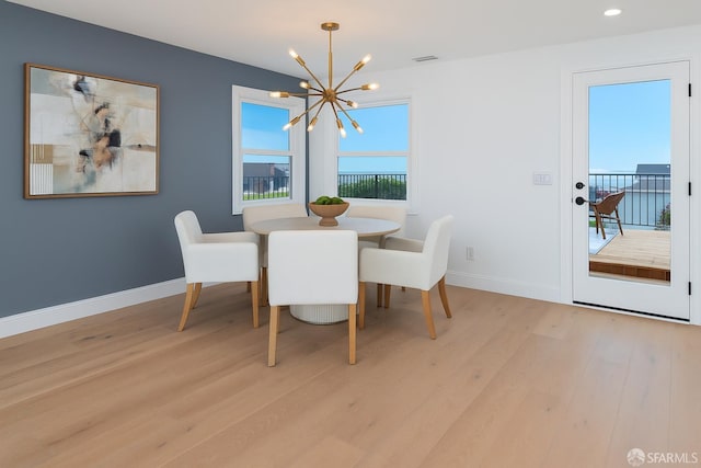 2277 33rd Ave, San Francisco, CA 94116 - dining area with a chandelier, light wood finished floors, and recessed lighting