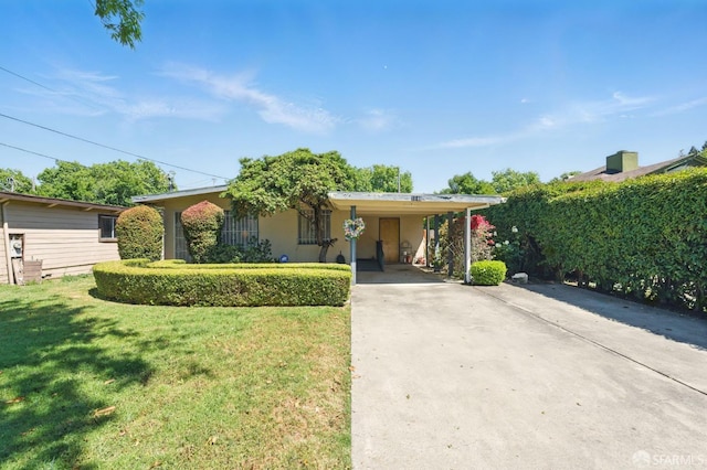 1146 Carlton Ave, Menlo Park, CA 94025 - single story home featuring a front yard, concrete driveway, stucco siding, and a carport