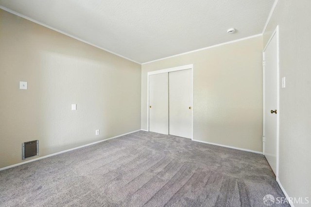 1835 Clayton Way, Concord, CA 94519 - unfurnished bedroom featuring ornamental molding, carpet floors, a closet, and baseboards