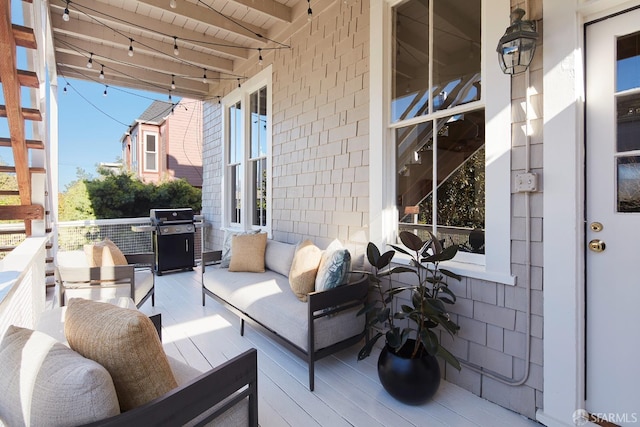 balcony featuring a grill