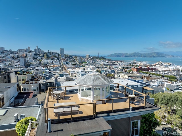 bird's eye view featuring a view of city and a mountain view