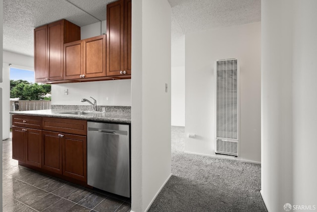 1919 Ygnacio Valley Rd Unit 33, Walnut Creek, CA 94598 - kitchen featuring dishwasher, a heating unit, a sink, a textured ceiling, and light countertops
