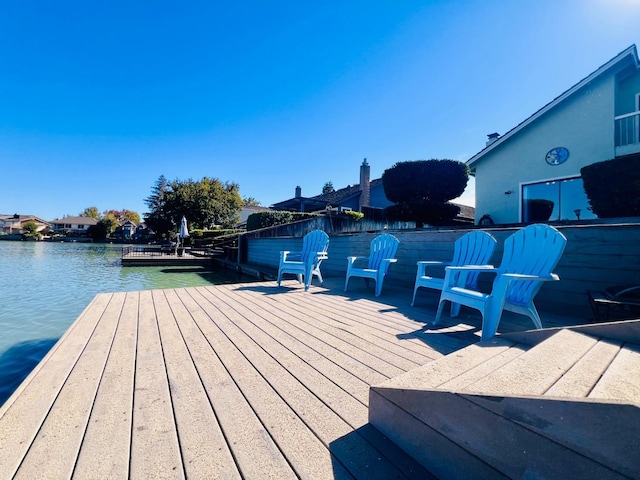 view of dock featuring a water view