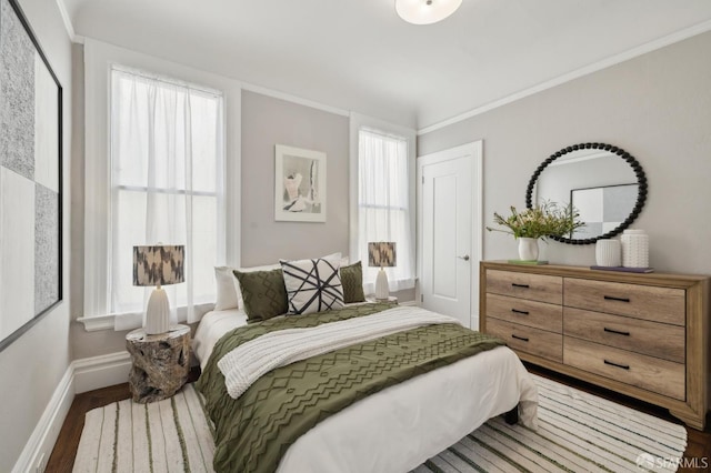 1370 Green St, San Francisco, CA 94109 - bedroom with wood finished floors, baseboards, and ornamental molding