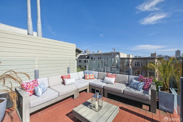 1370 Green St, San Francisco, CA 94109 - wooden deck with an outdoor hangout area