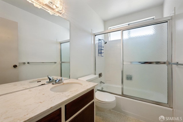 2691 Sean Ct, South San Francisco, CA 94080 - full bathroom featuring vanity, toilet, shower / bath combination with glass door, and speckled floor