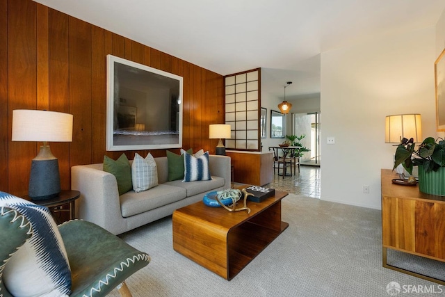 2691 Sean Ct, South San Francisco, CA 94080 - living area with wooden walls, carpet flooring, and baseboards