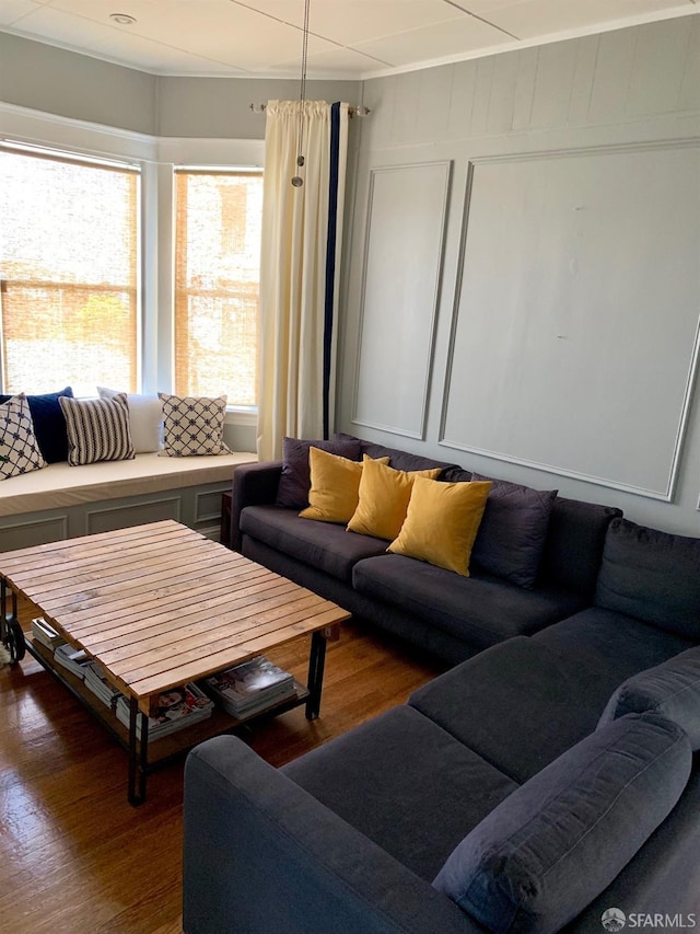 living room with wood-type flooring