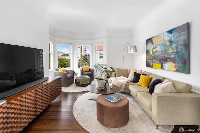 living room with hardwood / wood-style floors