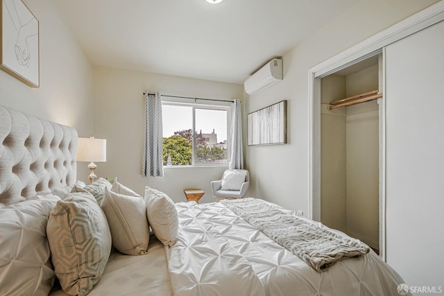 2375 31st Ave, San Francisco, CA 94116 - bedroom with an AC wall unit and a closet
