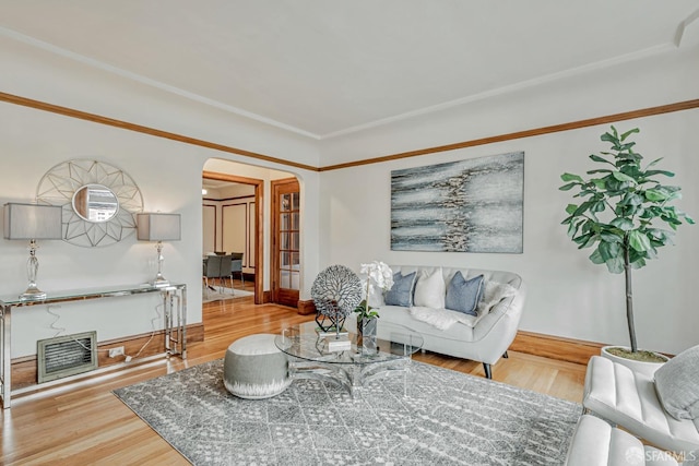 2375 31st Ave, San Francisco, CA 94116 - living area featuring baseboards, arched walkways, wood finished floors, and visible vents