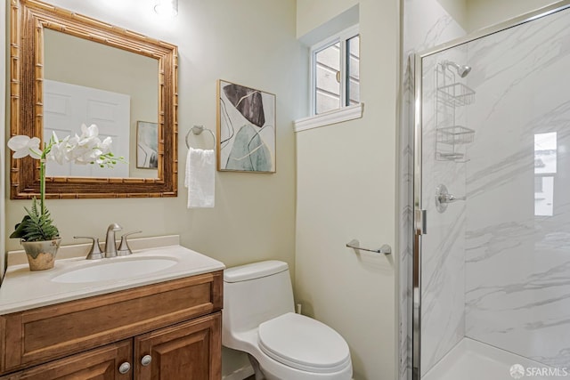 2375 31st Ave, San Francisco, CA 94116 - full bathroom with vanity, a marble finish shower, and toilet