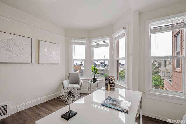 2375 31st Ave, San Francisco, CA 94116 - office area with baseboards, visible vents, and dark wood-style floors