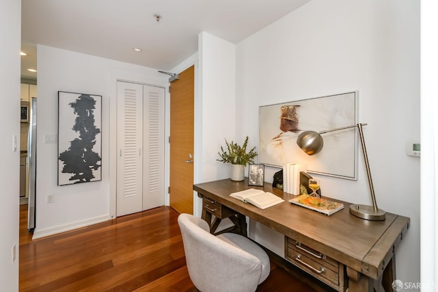 office featuring recessed lighting and wood finished floors