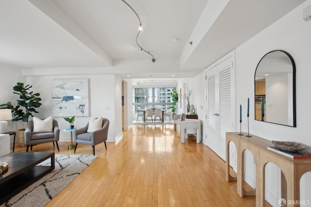 living room with light wood-type flooring