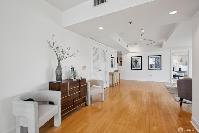 living area featuring light wood-type flooring