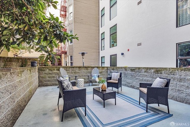 view of patio featuring an outdoor hangout area