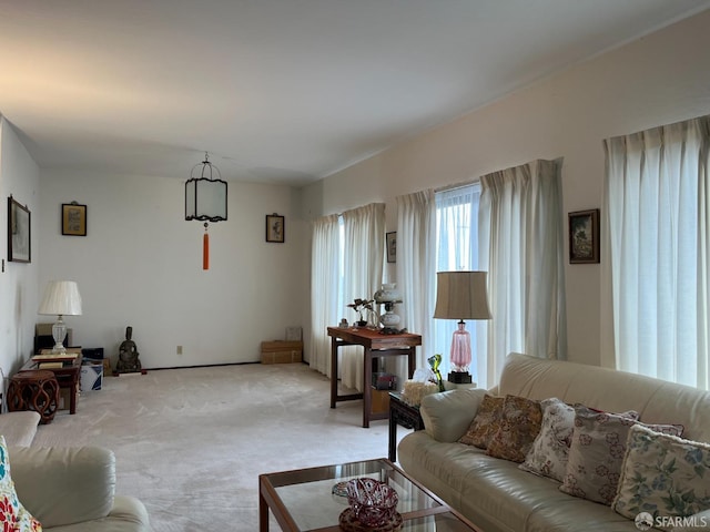 living room with light carpet