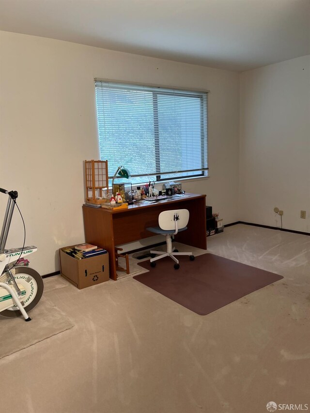 view of carpeted office space