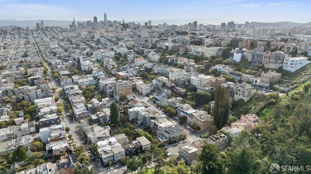 bird's eye view with a city view