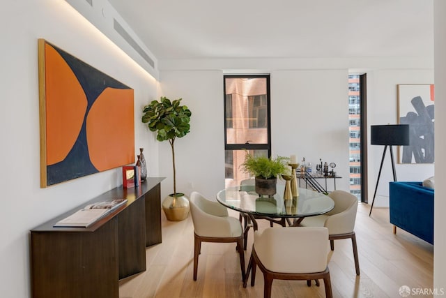 dining room featuring light wood finished floors