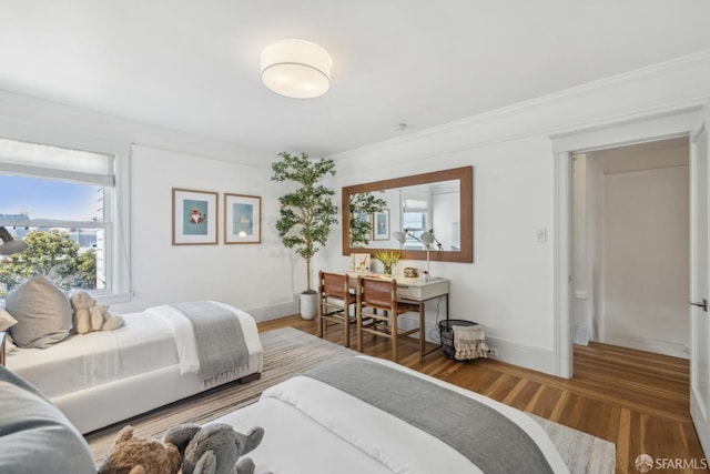 1383 8th Ave, San Francisco, CA 94122 - bedroom with wood finished floors, crown molding, and baseboards