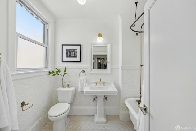 1383 8th Ave, San Francisco, CA 94122 - full bathroom with toilet, tile patterned flooring, ornamental molding, and a sink